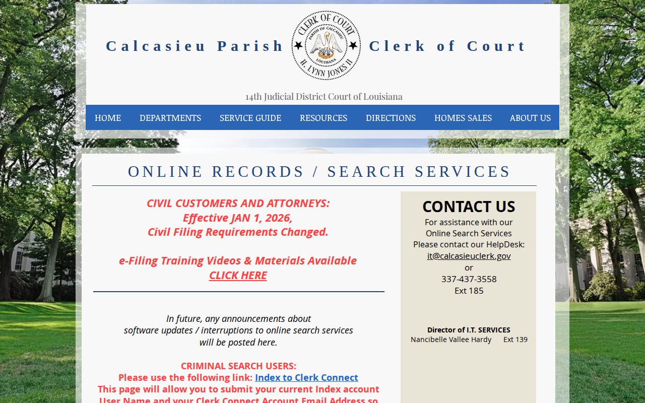 Calcasieu Parish court record search for release and case events